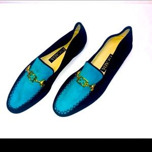 Escada Blue and Black Loafers